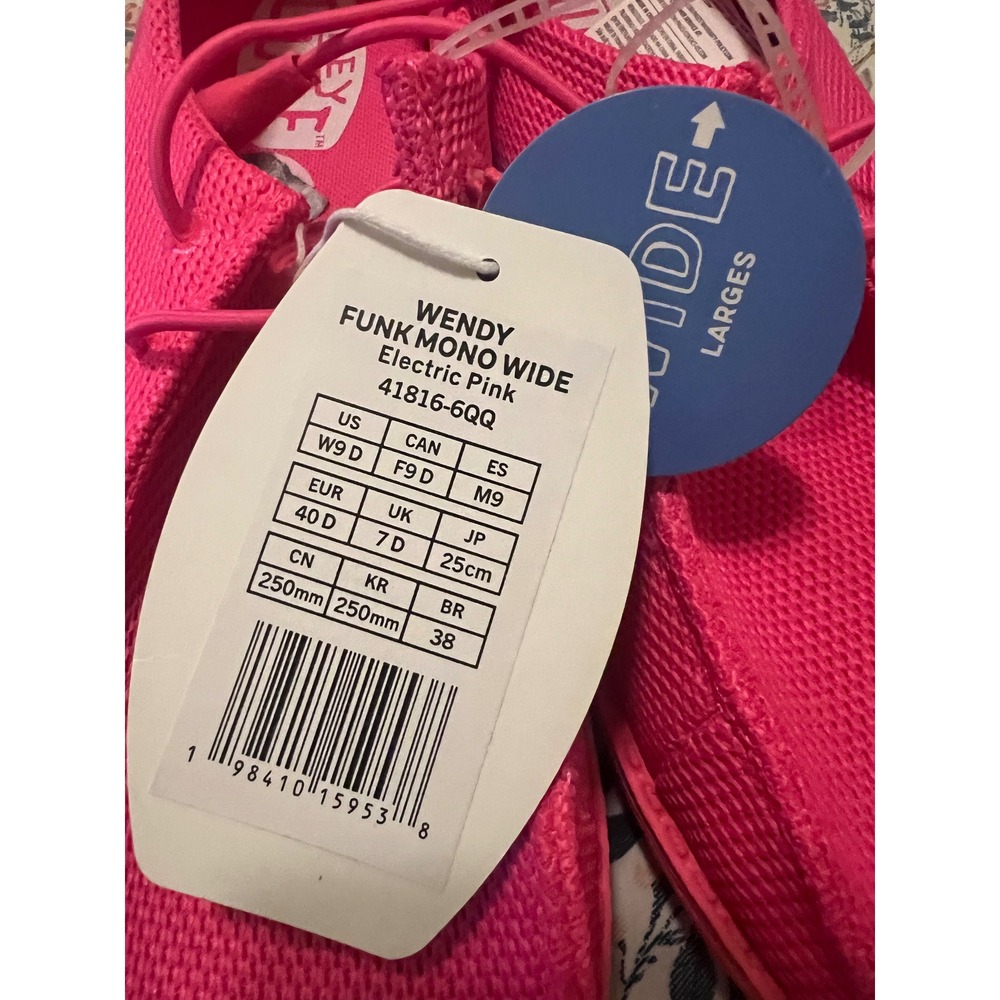 Hey Dude Wendy Funk Mono Women Size 9 Electric Pink New Wide Lightweight Comfort - Picture 7 of 8